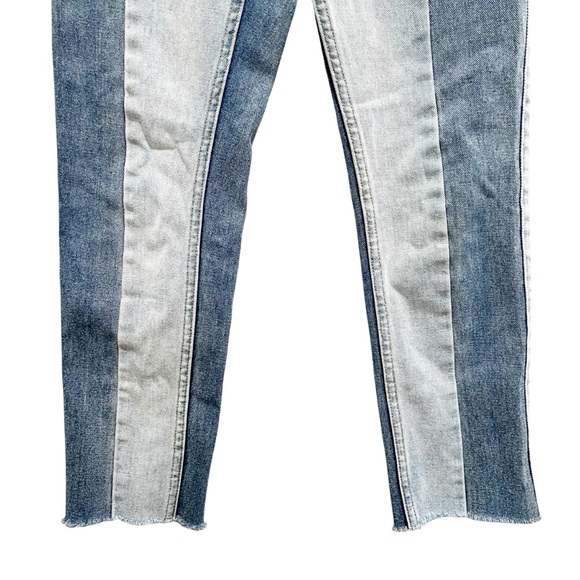 Pacsun Straight Two Tone Button Fly Raw Hem Mom Jeans - Picture 6 of 8